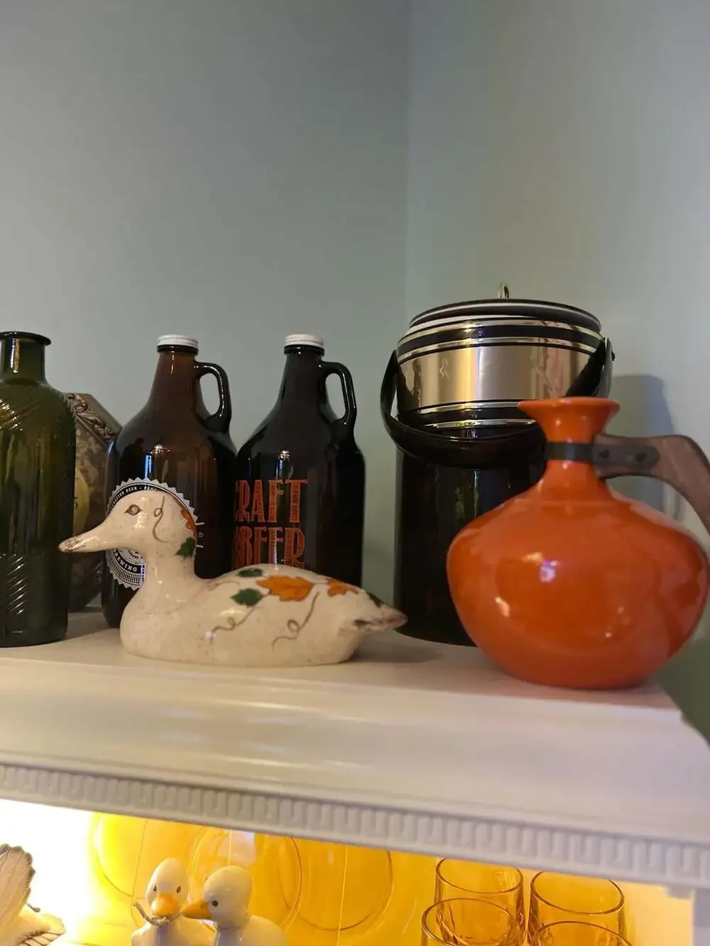 Vintage MCM Bauer Pottery Coffee Carafe w/Wood Handle 8” Orange